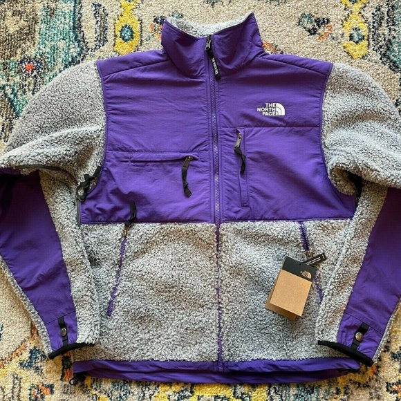 The North Face Denali Berber Fleece Jacket TNF Grey Peak Purple SMALL - Picture 1 of 6